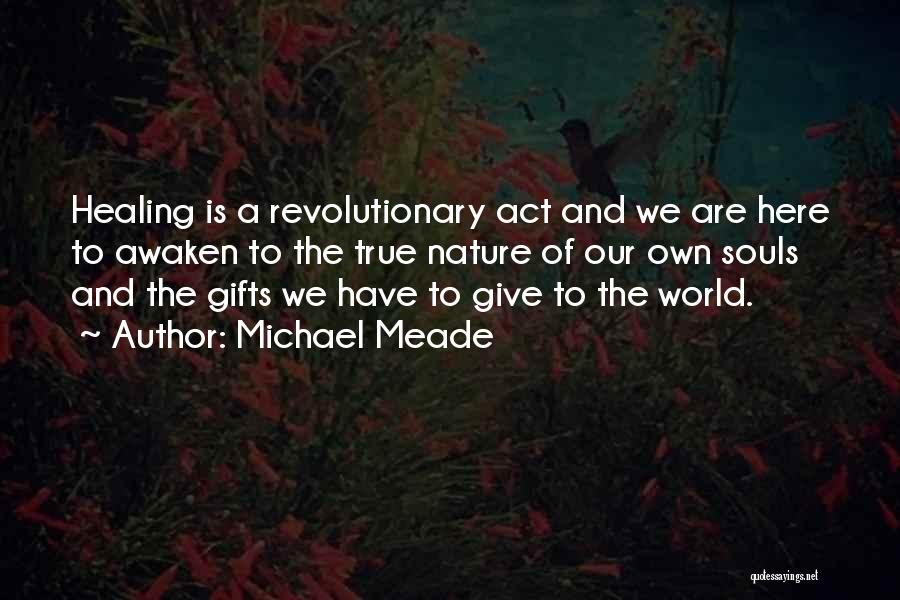 Michael Meade Quotes: Healing Is A Revolutionary Act And We Are Here To Awaken To The True Nature Of Our Own Souls And