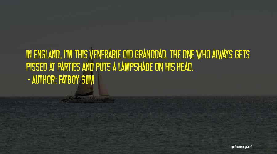Fatboy Slim Quotes: In England, I'm This Venerable Old Granddad, The One Who Always Gets Pissed At Parties And Puts A Lampshade On