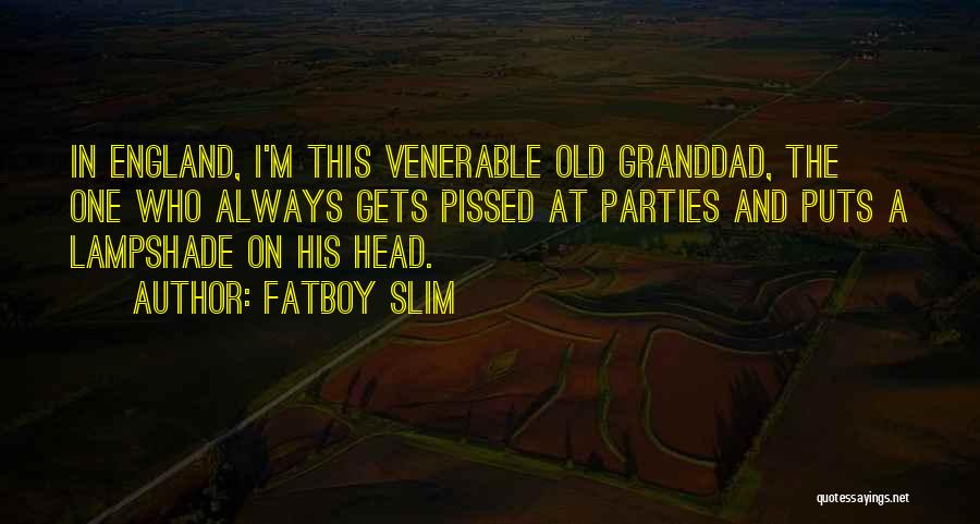 Fatboy Slim Quotes: In England, I'm This Venerable Old Granddad, The One Who Always Gets Pissed At Parties And Puts A Lampshade On