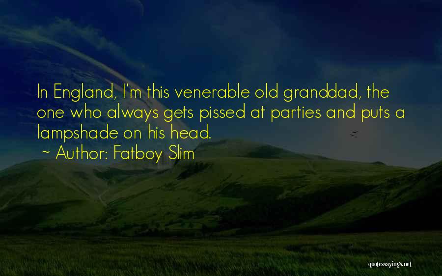 Fatboy Slim Quotes: In England, I'm This Venerable Old Granddad, The One Who Always Gets Pissed At Parties And Puts A Lampshade On