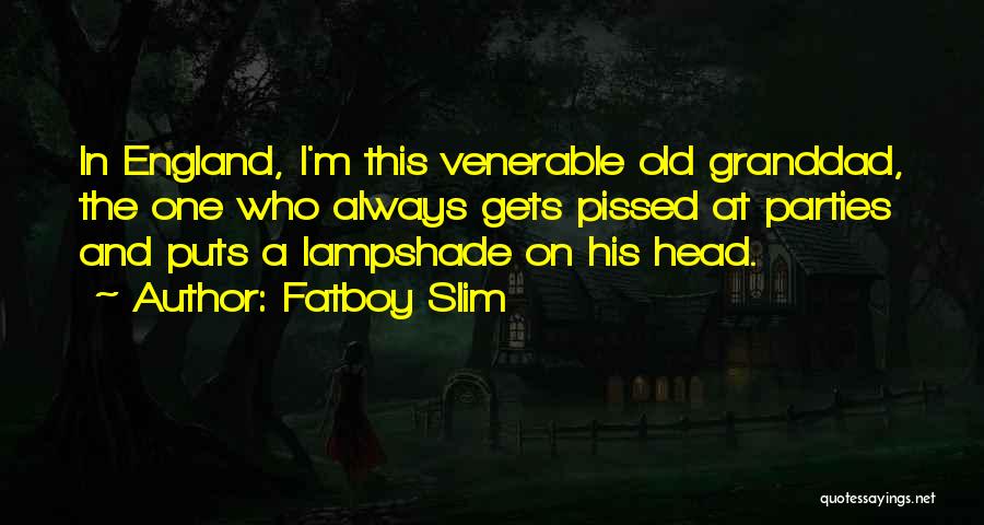 Fatboy Slim Quotes: In England, I'm This Venerable Old Granddad, The One Who Always Gets Pissed At Parties And Puts A Lampshade On
