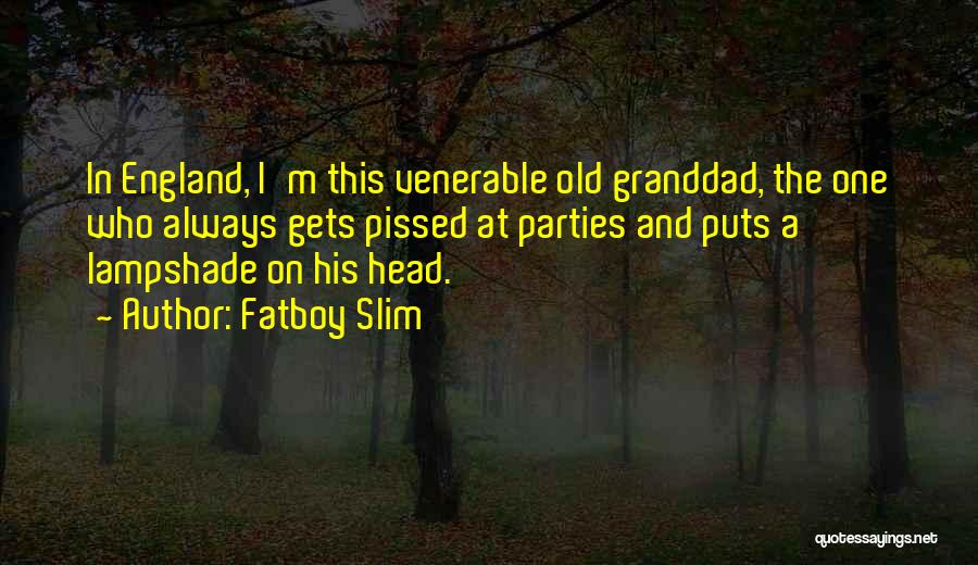 Fatboy Slim Quotes: In England, I'm This Venerable Old Granddad, The One Who Always Gets Pissed At Parties And Puts A Lampshade On
