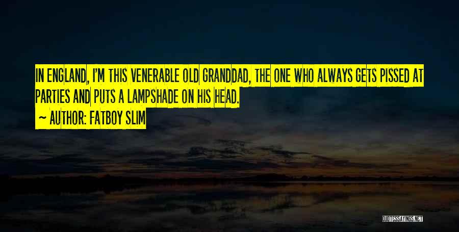 Fatboy Slim Quotes: In England, I'm This Venerable Old Granddad, The One Who Always Gets Pissed At Parties And Puts A Lampshade On