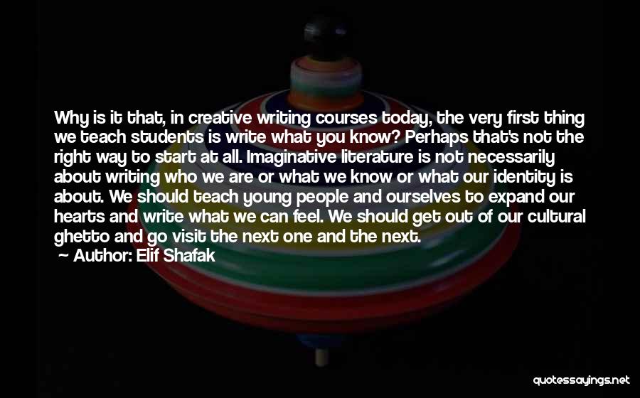 Elif Shafak Quotes: Why Is It That, In Creative Writing Courses Today, The Very First Thing We Teach Students Is Write What You