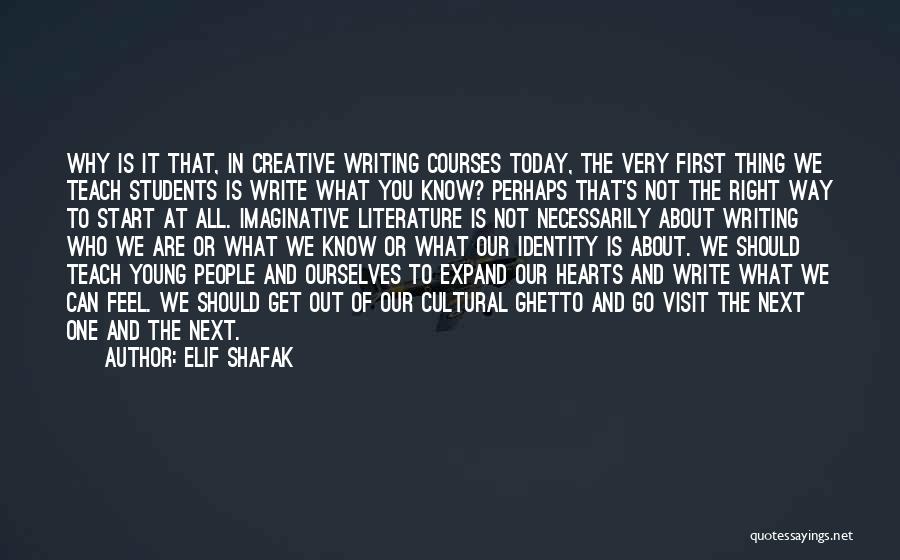 Elif Shafak Quotes: Why Is It That, In Creative Writing Courses Today, The Very First Thing We Teach Students Is Write What You