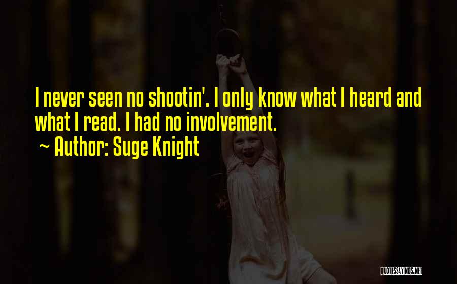 Suge Knight Quotes: I Never Seen No Shootin'. I Only Know What I Heard And What I Read. I Had No Involvement.