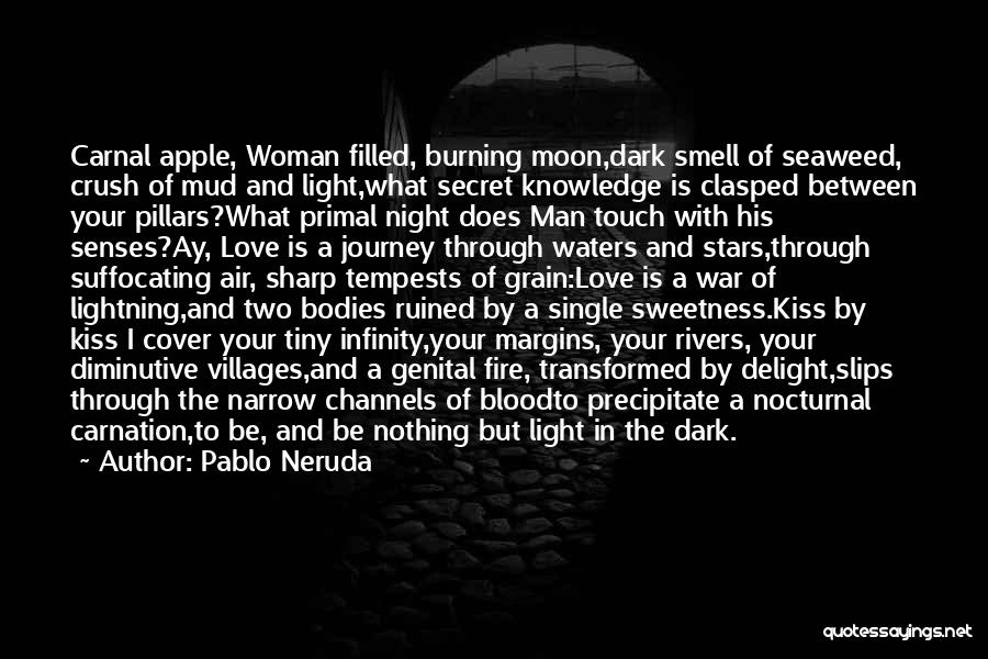 Pablo Neruda Quotes: Carnal Apple, Woman Filled, Burning Moon,dark Smell Of Seaweed, Crush Of Mud And Light,what Secret Knowledge Is Clasped Between Your