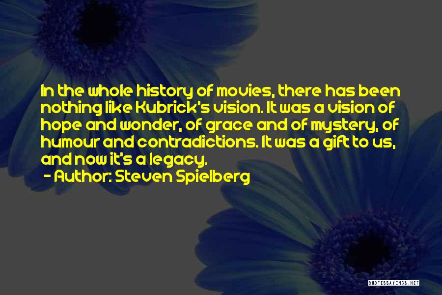 Steven Spielberg Quotes: In The Whole History Of Movies, There Has Been Nothing Like Kubrick's Vision. It Was A Vision Of Hope And