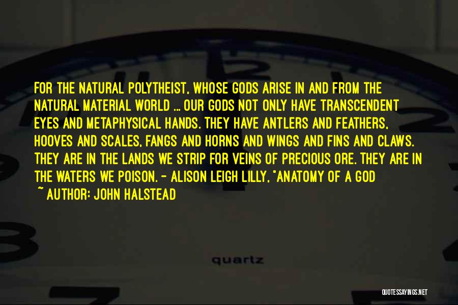 John Halstead Quotes: For The Natural Polytheist, Whose Gods Arise In And From The Natural Material World ... Our Gods Not Only Have