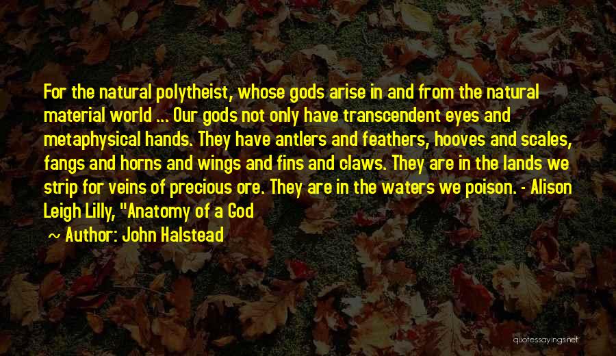 John Halstead Quotes: For The Natural Polytheist, Whose Gods Arise In And From The Natural Material World ... Our Gods Not Only Have