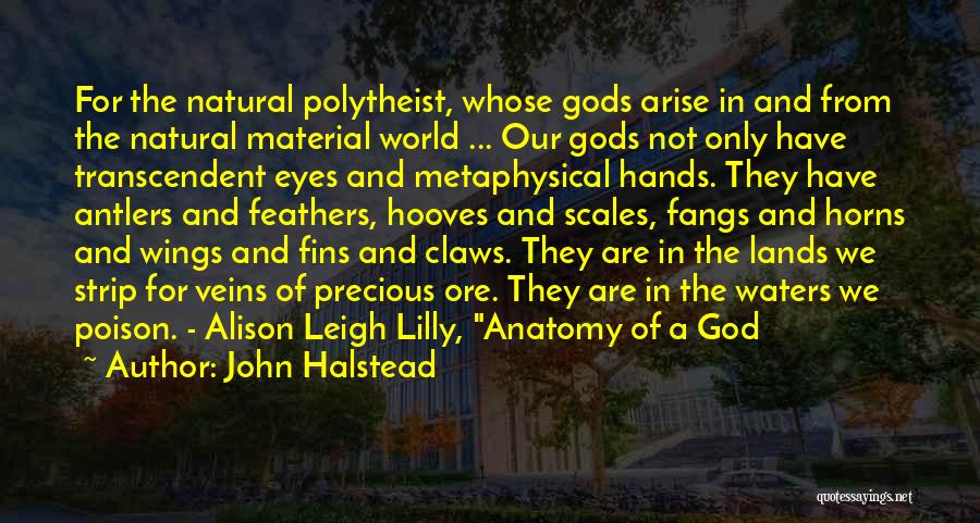 John Halstead Quotes: For The Natural Polytheist, Whose Gods Arise In And From The Natural Material World ... Our Gods Not Only Have