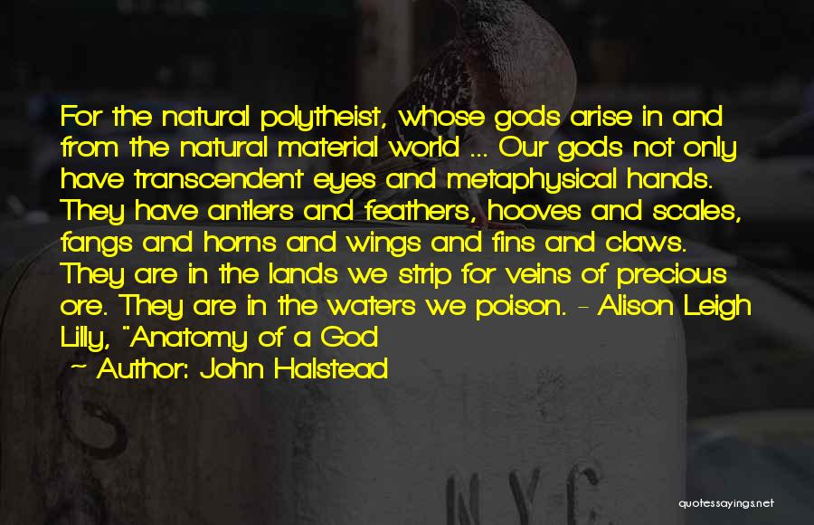 John Halstead Quotes: For The Natural Polytheist, Whose Gods Arise In And From The Natural Material World ... Our Gods Not Only Have