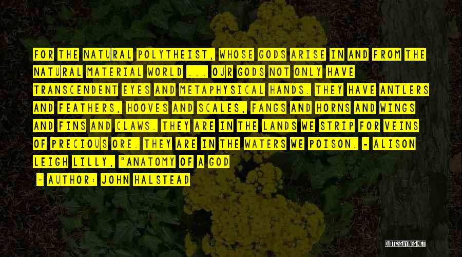 John Halstead Quotes: For The Natural Polytheist, Whose Gods Arise In And From The Natural Material World ... Our Gods Not Only Have