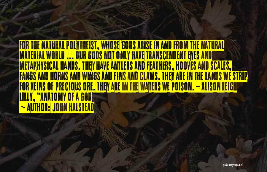 John Halstead Quotes: For The Natural Polytheist, Whose Gods Arise In And From The Natural Material World ... Our Gods Not Only Have