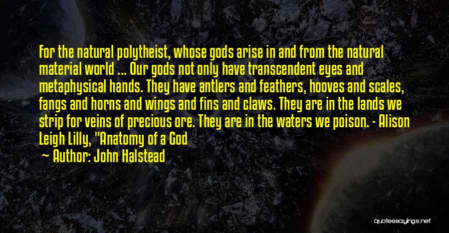 John Halstead Quotes: For The Natural Polytheist, Whose Gods Arise In And From The Natural Material World ... Our Gods Not Only Have