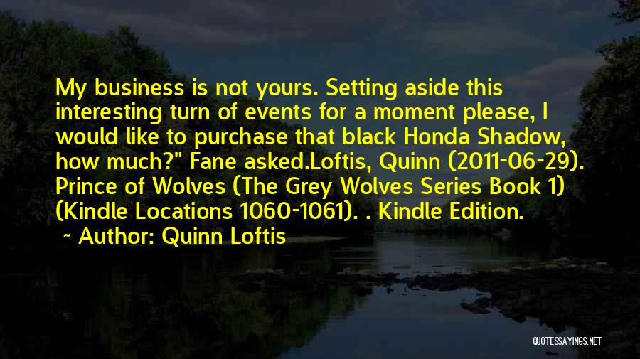 Quinn Loftis Quotes: My Business Is Not Yours. Setting Aside This Interesting Turn Of Events For A Moment Please, I Would Like To