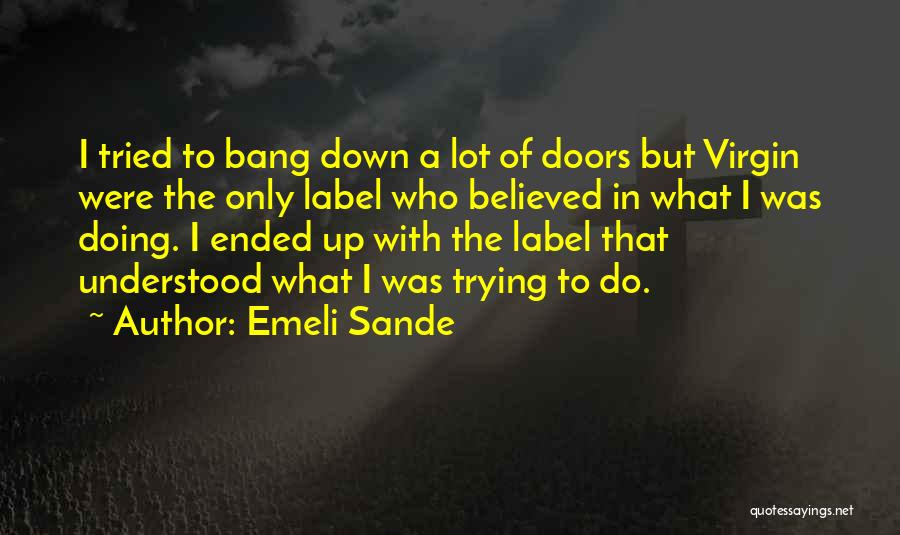 Emeli Sande Quotes: I Tried To Bang Down A Lot Of Doors But Virgin Were The Only Label Who Believed In What I