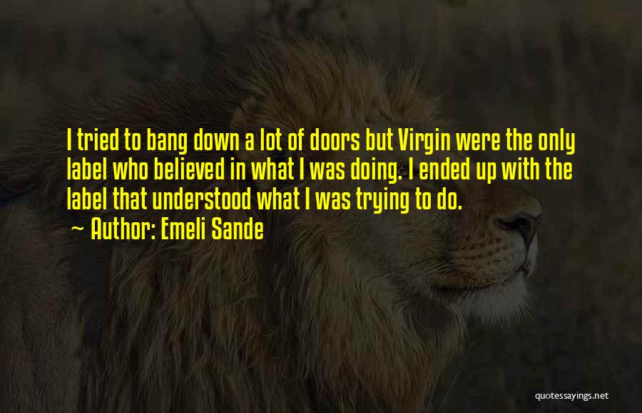 Emeli Sande Quotes: I Tried To Bang Down A Lot Of Doors But Virgin Were The Only Label Who Believed In What I