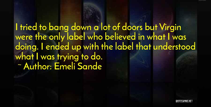 Emeli Sande Quotes: I Tried To Bang Down A Lot Of Doors But Virgin Were The Only Label Who Believed In What I