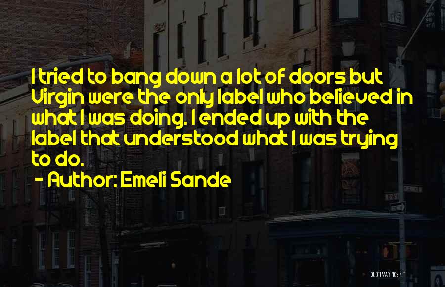 Emeli Sande Quotes: I Tried To Bang Down A Lot Of Doors But Virgin Were The Only Label Who Believed In What I