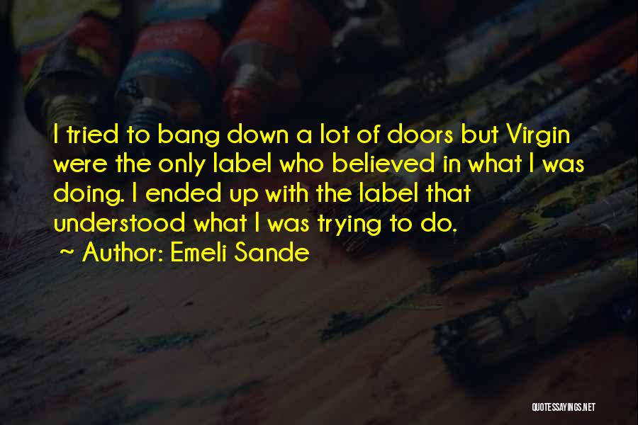 Emeli Sande Quotes: I Tried To Bang Down A Lot Of Doors But Virgin Were The Only Label Who Believed In What I