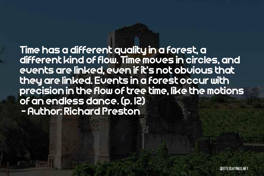 Richard Preston Quotes: Time Has A Different Quality In A Forest, A Different Kind Of Flow. Time Moves In Circles, And Events Are