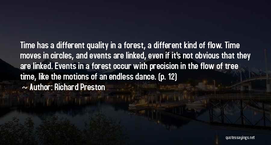 Richard Preston Quotes: Time Has A Different Quality In A Forest, A Different Kind Of Flow. Time Moves In Circles, And Events Are