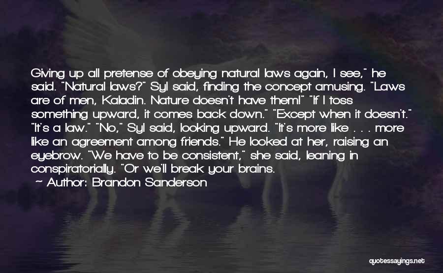 Brandon Sanderson Quotes: Giving Up All Pretense Of Obeying Natural Laws Again, I See, He Said. Natural Laws? Syl Said, Finding The Concept