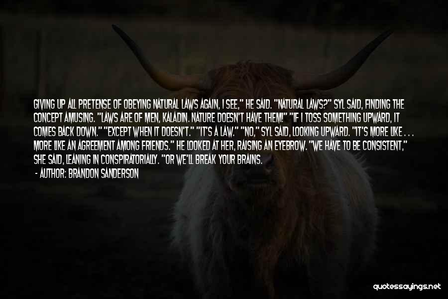 Brandon Sanderson Quotes: Giving Up All Pretense Of Obeying Natural Laws Again, I See, He Said. Natural Laws? Syl Said, Finding The Concept