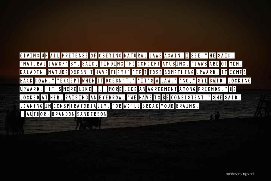 Brandon Sanderson Quotes: Giving Up All Pretense Of Obeying Natural Laws Again, I See, He Said. Natural Laws? Syl Said, Finding The Concept