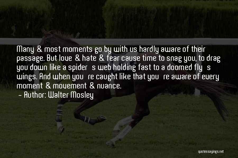 Walter Mosley Quotes: Many & Most Moments Go By With Us Hardly Aware Of Their Passage. But Love & Hate & Fear Cause