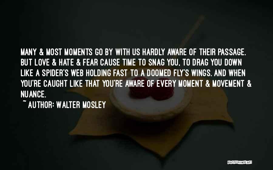 Walter Mosley Quotes: Many & Most Moments Go By With Us Hardly Aware Of Their Passage. But Love & Hate & Fear Cause