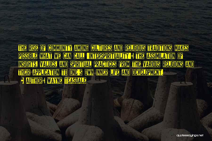 Wayne Teasdale Quotes: The Rise Of Community Among Cultures And Religious Traditions Makes Possible What We Can Call 'interspirituality': The Assimilation Of Insights,