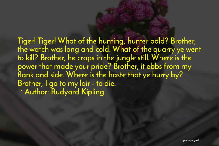 Rudyard Kipling Quotes: Tiger! Tiger! What Of The Hunting, Hunter Bold? Brother, The Watch Was Long And Cold. What Of The Quarry Ye