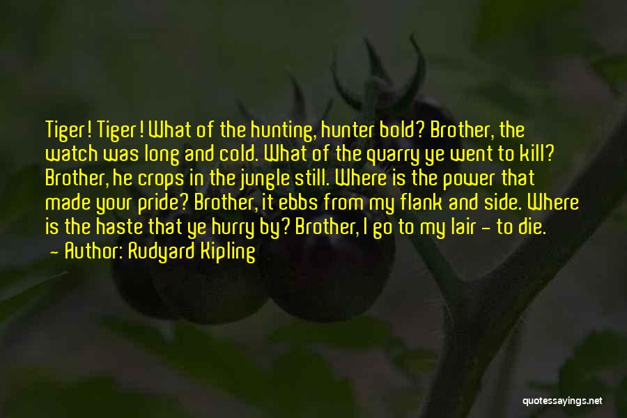 Rudyard Kipling Quotes: Tiger! Tiger! What Of The Hunting, Hunter Bold? Brother, The Watch Was Long And Cold. What Of The Quarry Ye