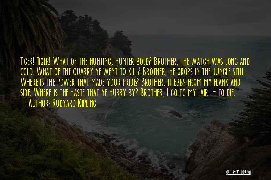 Rudyard Kipling Quotes: Tiger! Tiger! What Of The Hunting, Hunter Bold? Brother, The Watch Was Long And Cold. What Of The Quarry Ye