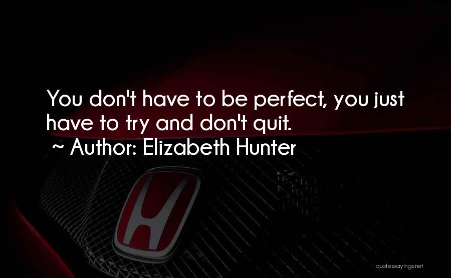 Elizabeth Hunter Quotes: You Don't Have To Be Perfect, You Just Have To Try And Don't Quit.