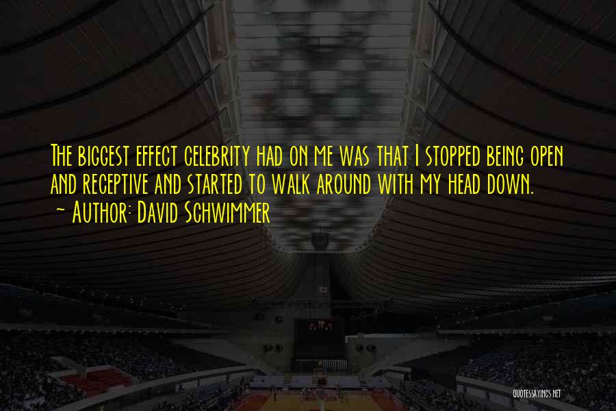 David Schwimmer Quotes: The Biggest Effect Celebrity Had On Me Was That I Stopped Being Open And Receptive And Started To Walk Around