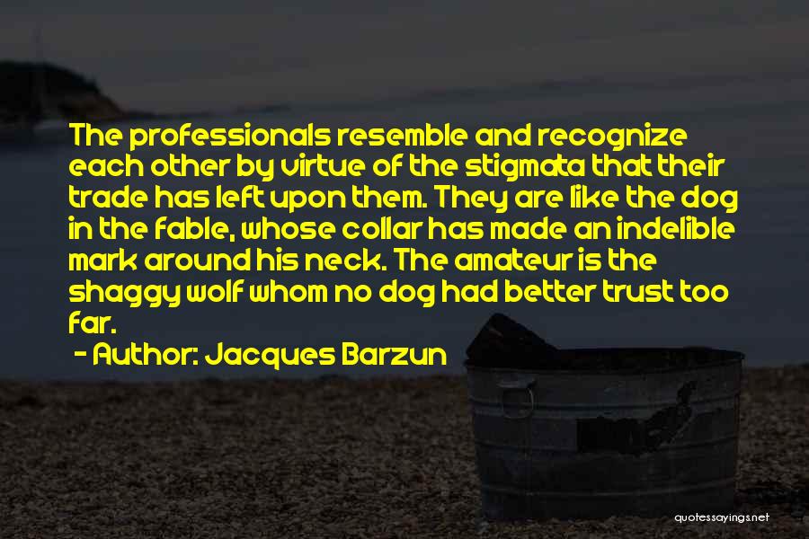 Jacques Barzun Quotes: The Professionals Resemble And Recognize Each Other By Virtue Of The Stigmata That Their Trade Has Left Upon Them. They