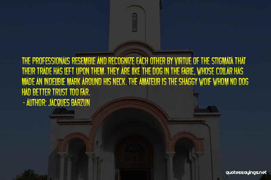 Jacques Barzun Quotes: The Professionals Resemble And Recognize Each Other By Virtue Of The Stigmata That Their Trade Has Left Upon Them. They