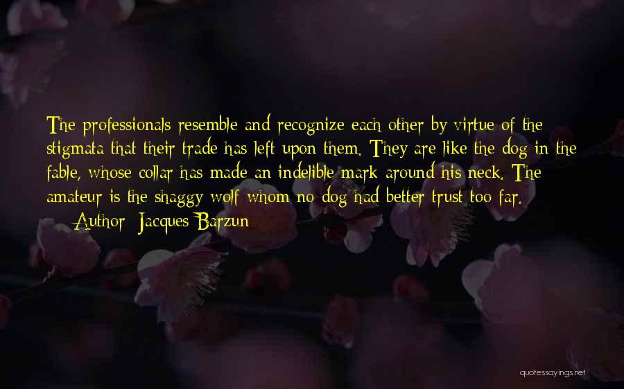 Jacques Barzun Quotes: The Professionals Resemble And Recognize Each Other By Virtue Of The Stigmata That Their Trade Has Left Upon Them. They