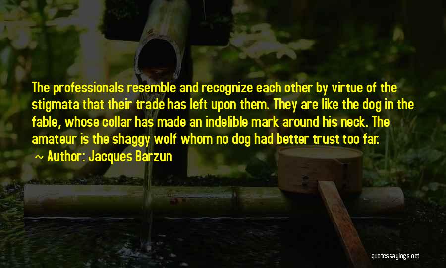 Jacques Barzun Quotes: The Professionals Resemble And Recognize Each Other By Virtue Of The Stigmata That Their Trade Has Left Upon Them. They