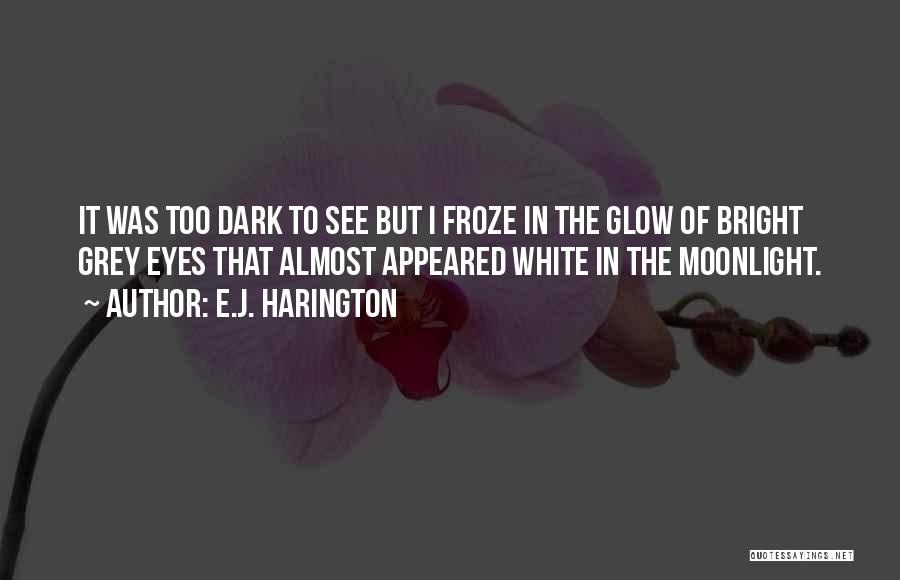E.J. Harington Quotes: It Was Too Dark To See But I Froze In The Glow Of Bright Grey Eyes That Almost Appeared White
