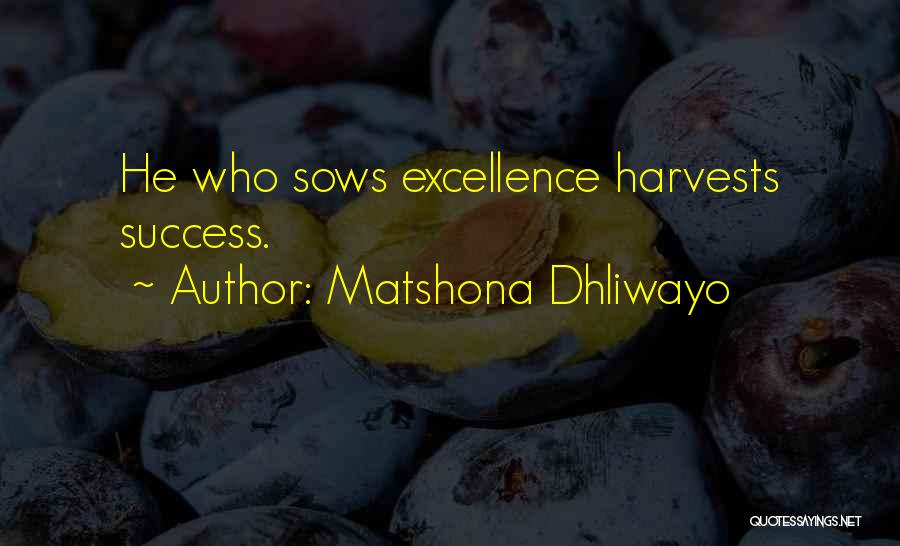 Matshona Dhliwayo Quotes: He Who Sows Excellence Harvests Success.