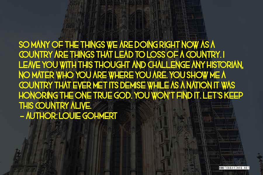 Louie Gohmert Quotes: So Many Of The Things We Are Doing Right Now As A Country Are Things That Lead To Loss Of