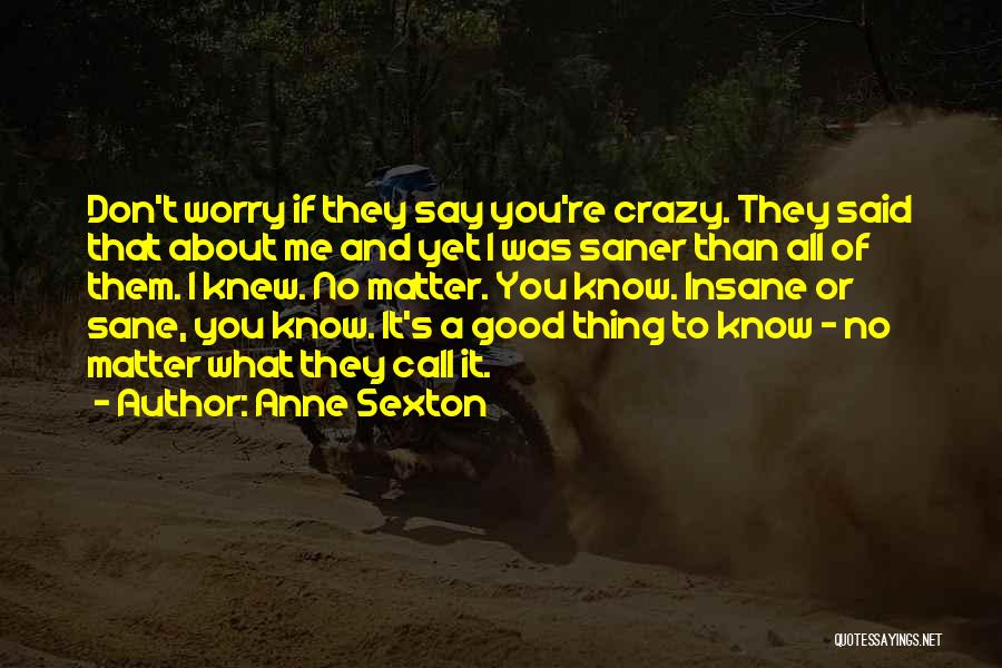 Anne Sexton Quotes: Don't Worry If They Say You're Crazy. They Said That About Me And Yet I Was Saner Than All Of