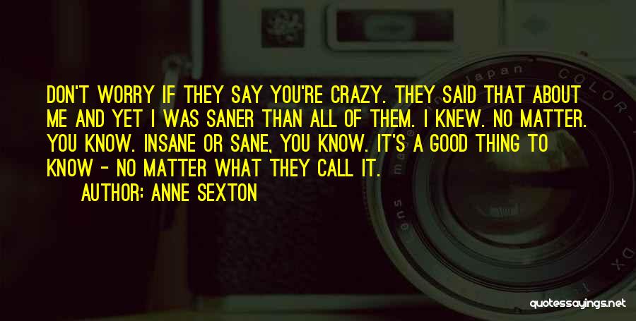 Anne Sexton Quotes: Don't Worry If They Say You're Crazy. They Said That About Me And Yet I Was Saner Than All Of