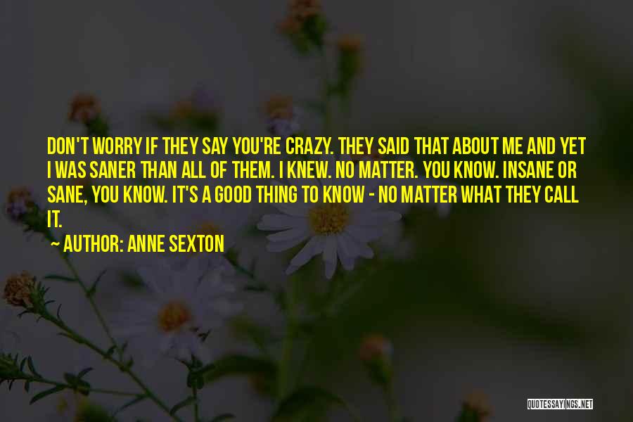 Anne Sexton Quotes: Don't Worry If They Say You're Crazy. They Said That About Me And Yet I Was Saner Than All Of