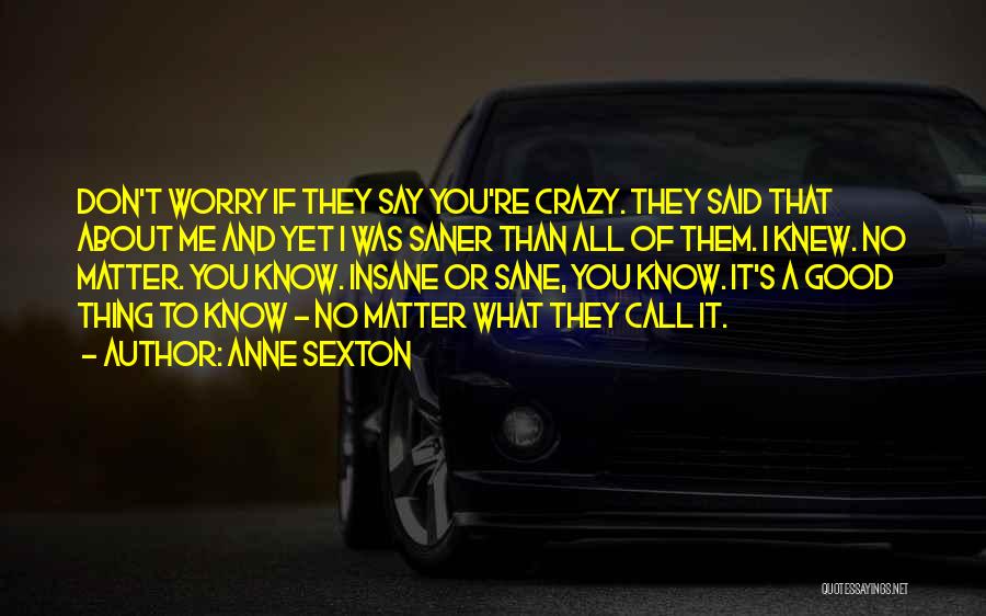 Anne Sexton Quotes: Don't Worry If They Say You're Crazy. They Said That About Me And Yet I Was Saner Than All Of