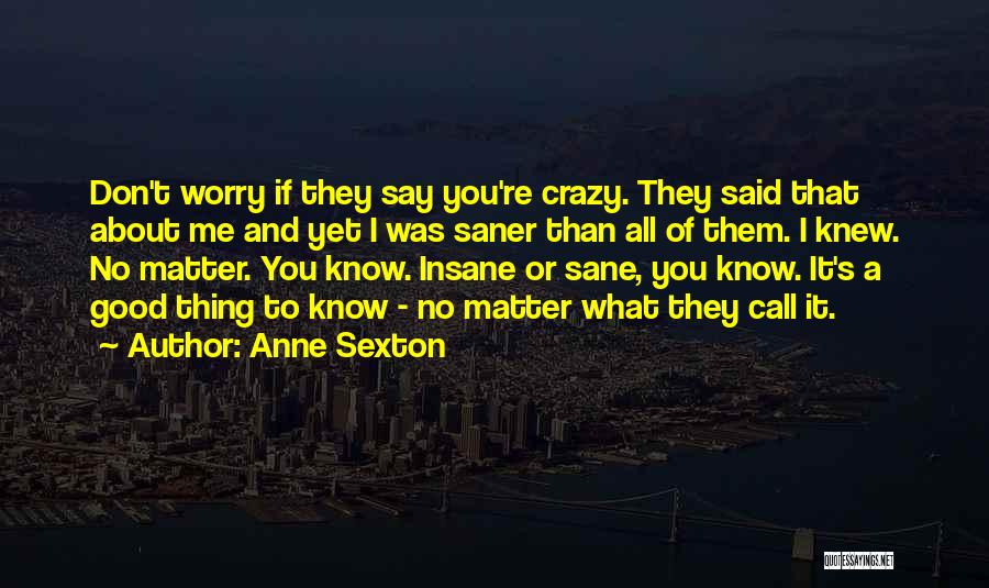 Anne Sexton Quotes: Don't Worry If They Say You're Crazy. They Said That About Me And Yet I Was Saner Than All Of
